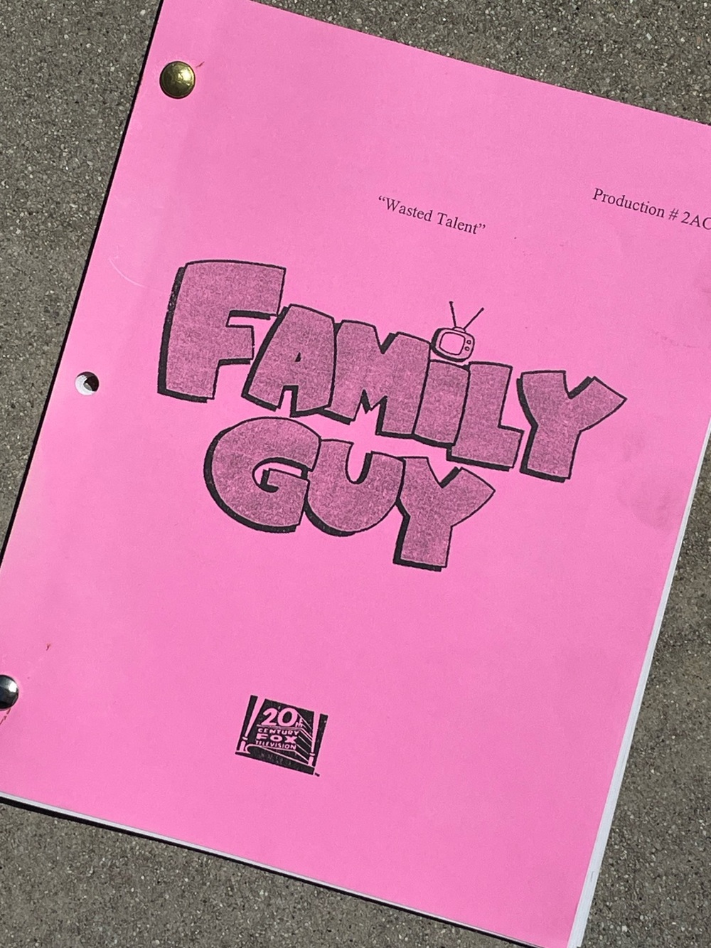 RARE Vtg Family Guy 1999 Wasted Talent Production Used Table Draft Script WONKA